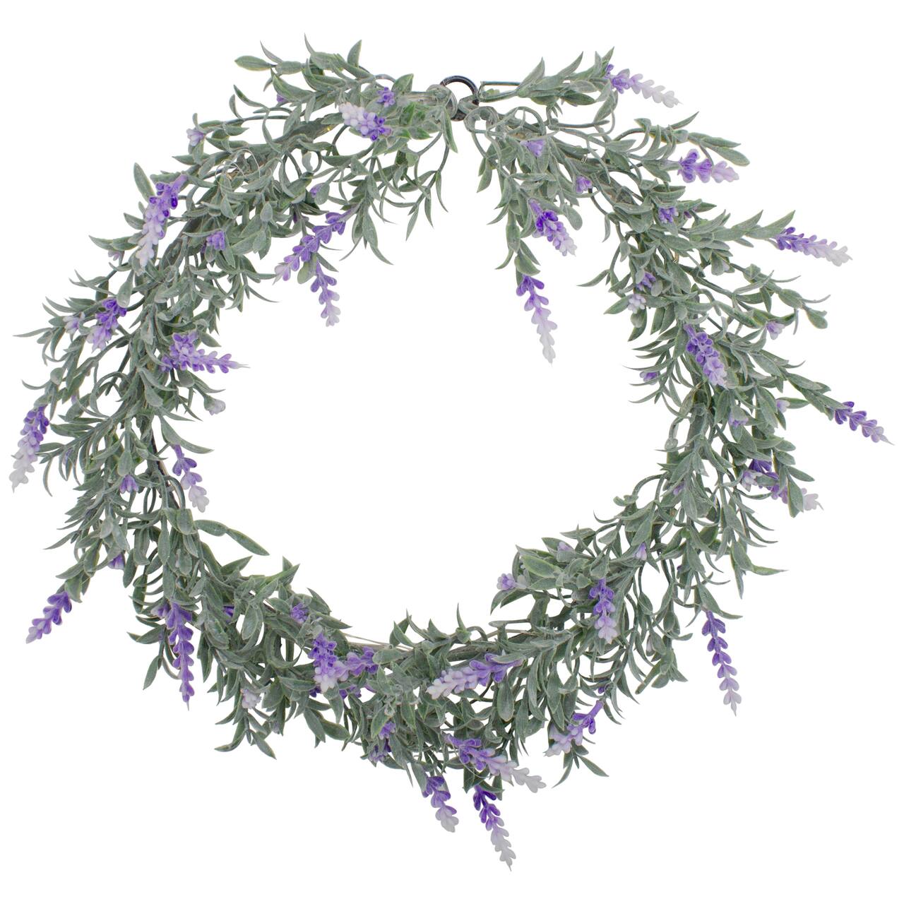 16" White LED Lighted White & Purple Lavender Artificial Spring Wreath
